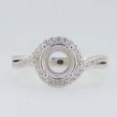 Sterling Silver Semi Mount Ring Setting with Round 8x8mm Halo Bypass Design, perfect for custom engagement rings.